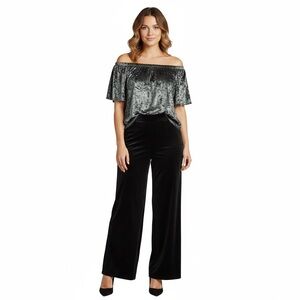 NWT Knox Rose Off Shoulder Velvet Top Blue Gray XS Holiday Party Festival